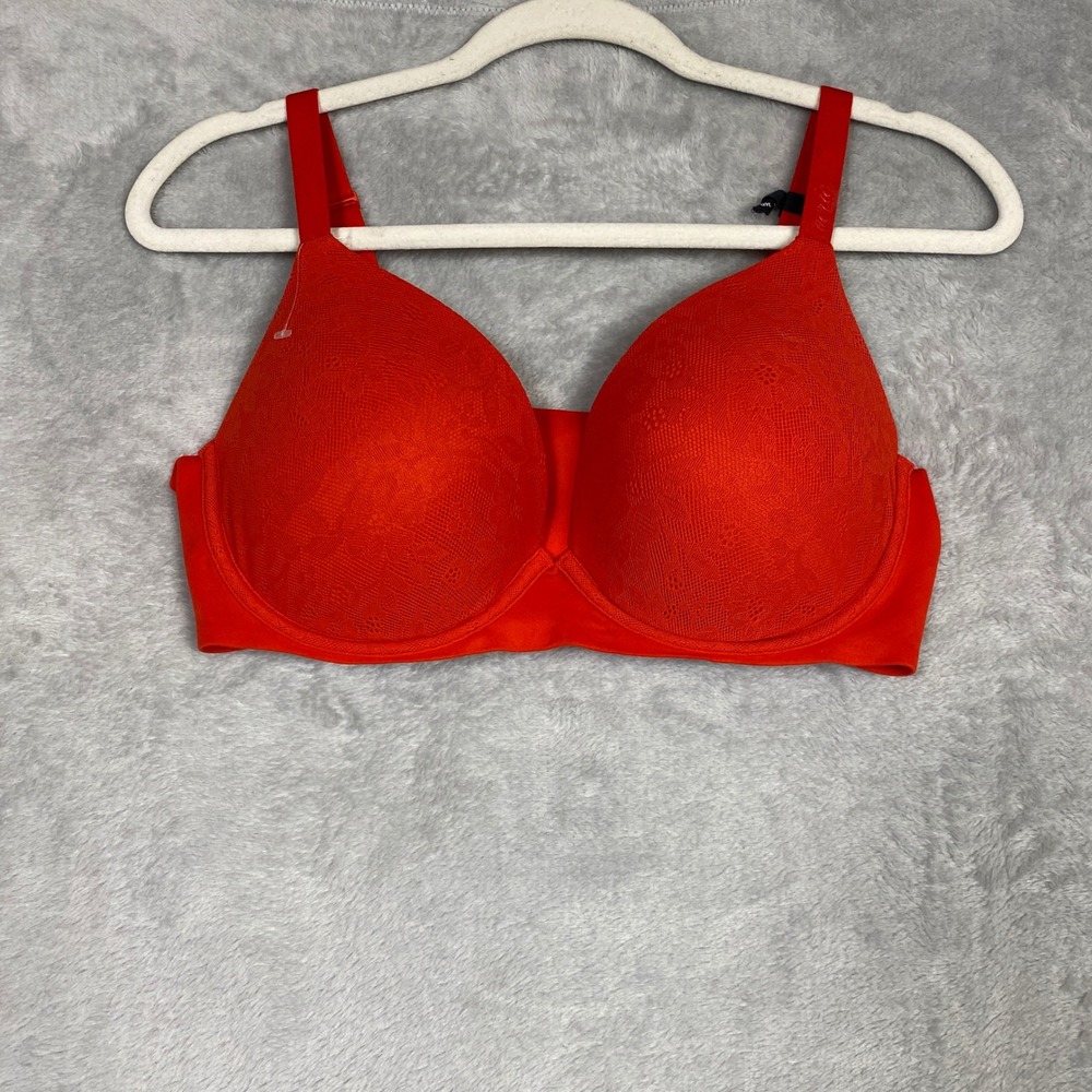 Aerie Smoothez Red Lace Plunge Bra 36D Seamless Back Adjustable Straps